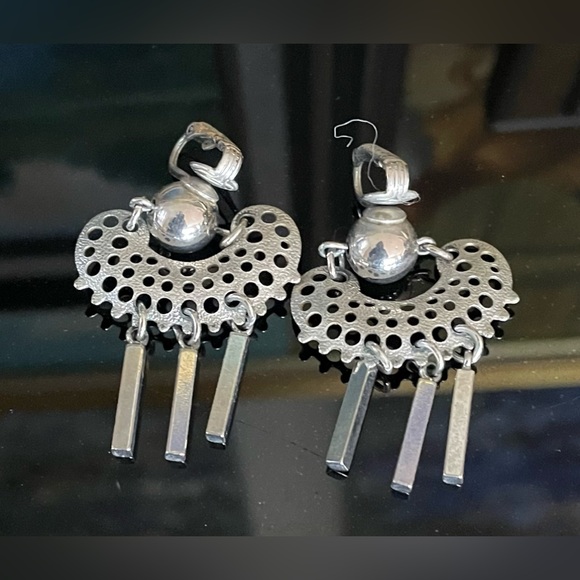 Vintage 1970s Sarah Coventry Charisma Silver Bib Necklace & Earrings Set Signed - Picture 9 of 10